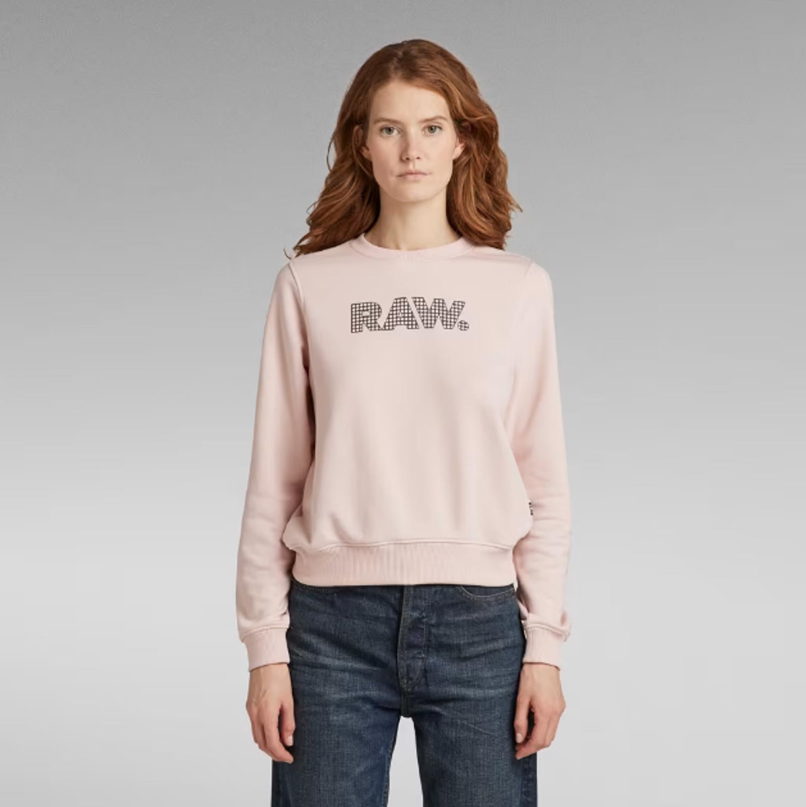 NWT G-Star RAW Anglaise Graphic Crewneck Sweatshirt Womens Pink Medium $110 MSRP