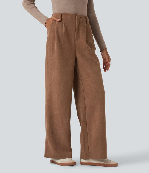NWT Halara High Waisted Corduroy Casual Pants Cocoa Brown Size Large Tall