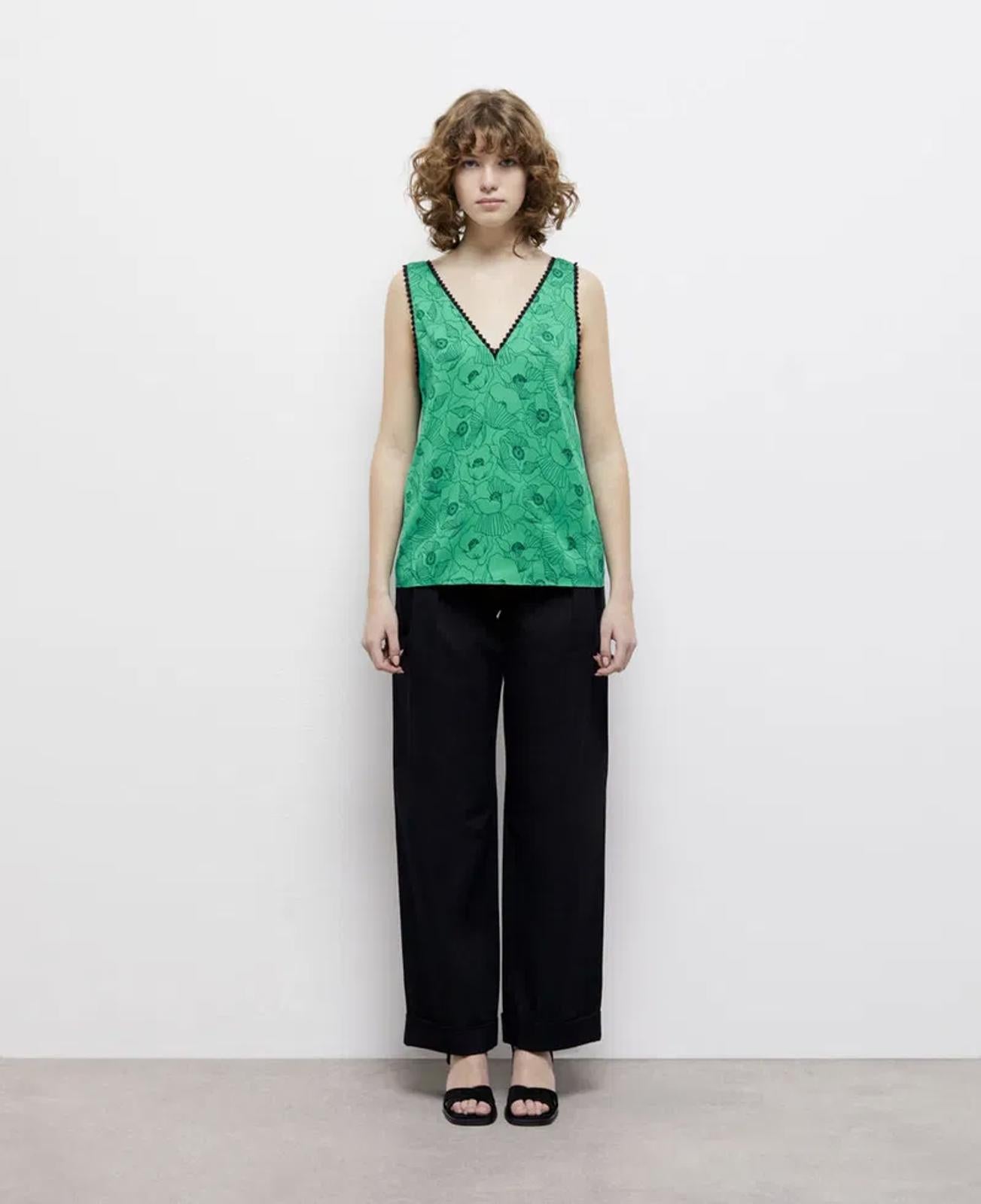 The Kooples Printed Top With Lace Details 100% Viscose US XS / FR 0 NWT $185