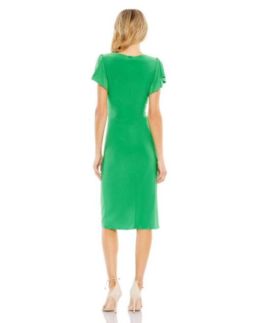 Mac Duggal 12486 Split Sleeve Ruched Bodice Dress Green Size 2 NWT