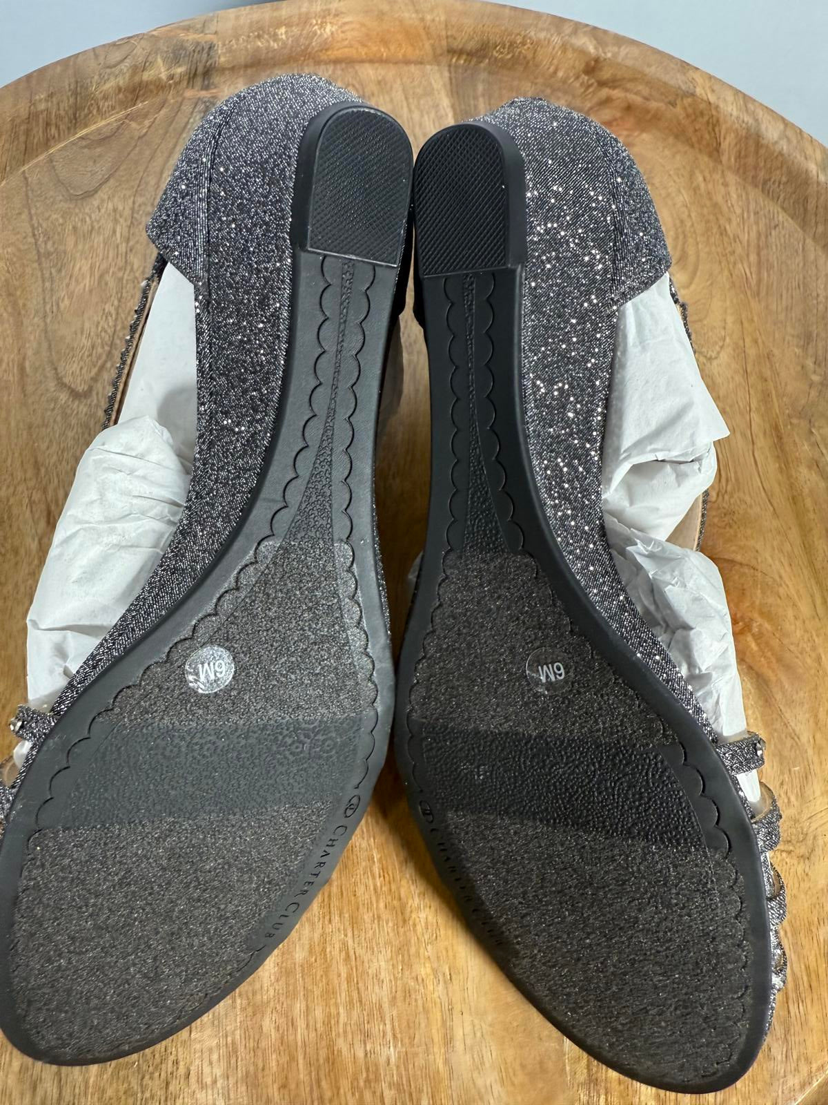 NWB Charter Club Womens Ginifur Faux Leather Casual Wedge Sandals Size 6M