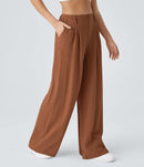 NWT Halara High Waisted Wide Leg Flowy Palazzo Casual Linen-Feel Pants Sierra 3X