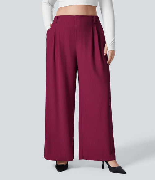 NWT Halara Flex™ High Waisted Side Pocket Wide Leg Waffle Work Pants L Petite