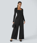 NWT Halara Long Sleeve Wide Leg Black Jumpsuit Size Medium