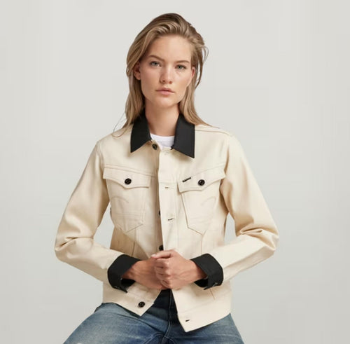 NWT G-Star RAW Arc 3D Denim Jacket PM Women’s Ecru Raw Denim Size XS
