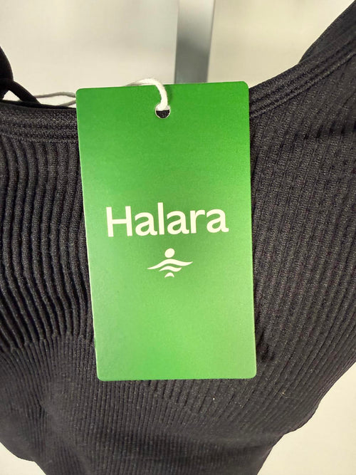 NWT Halara Black Ribbed Lace-Up Back Sports Bra Size Small