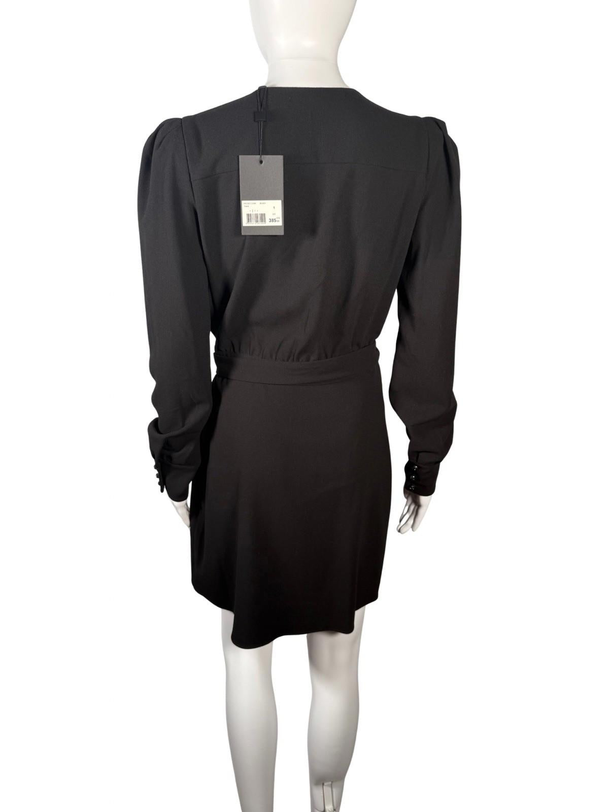 The Kooples Black Wrap Dress US Size Small, FR 1 NWT
