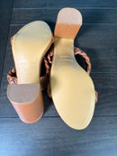 Heels Charm Women's Woven Chunky Block Heeled Sandal Brown, Size 9 NWT