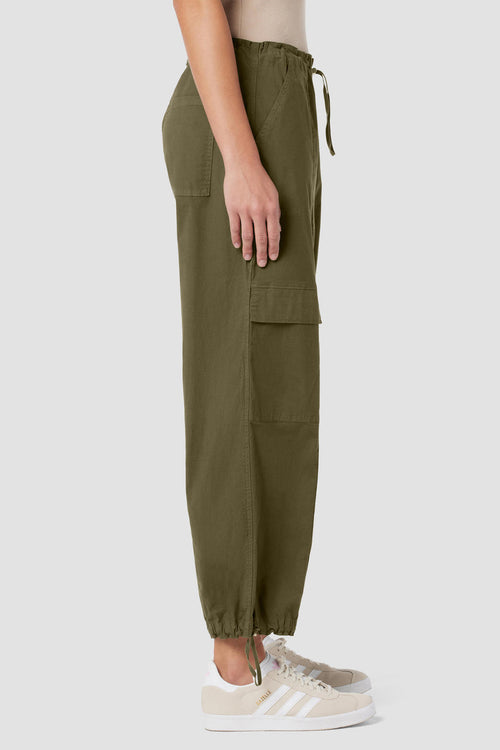 NWT Hudson Women's Drawstring Cargo Parachute Pants Green Size Medium