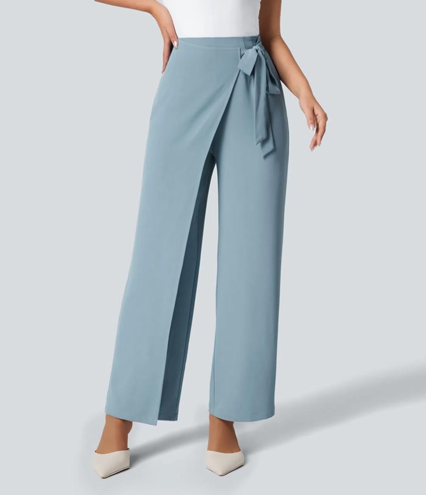 NWT Halara High Waisted Tie Side Wide Leg Work Pants Size Small