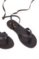 Lulus Maire Black Lace-Up Flat Thong Sandals - 5 NWB