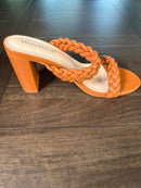 Heels Charm Women's Woven Chunky Block Heeled Sandal Brown, Size 9 NWT