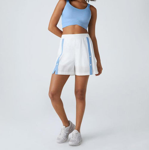 NWT Halara Women's Casual White Shorts with Light Blue Stripe Detail Size XS