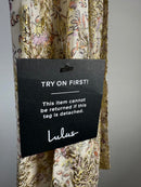 NWT Lulus White and Gold Floral Print Tie-Back Midi Dress Size Small