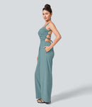 NWT Halara Breezeful™ Lace Up Pocket Quick Dry Casual Jumpsuit Size Small