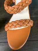 Heels Charm Women's Woven Chunky Block Heeled Sandal Brown, Size 9 NWT