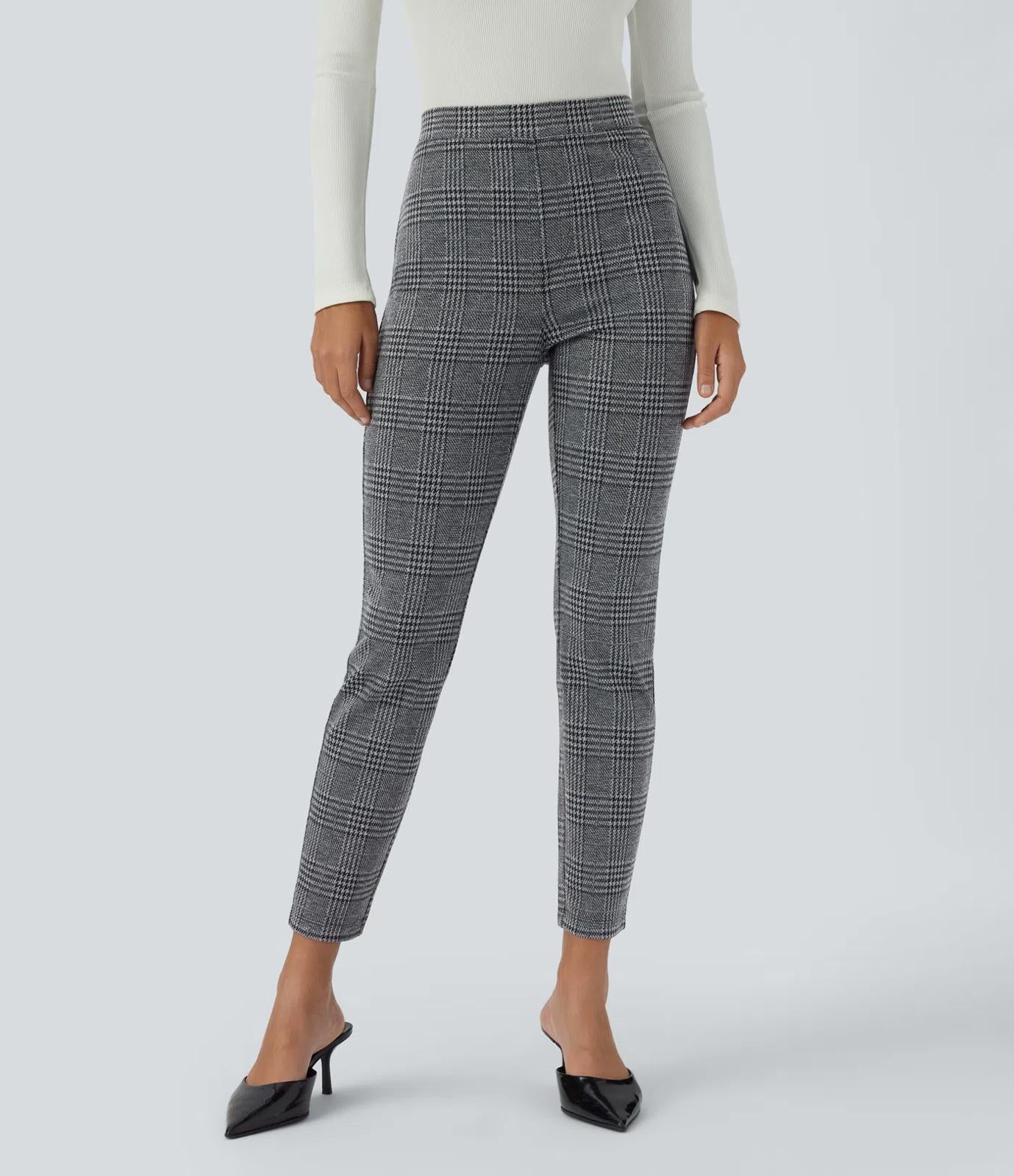 NWT Halara Flex™ High Waisted Pocket Houndstooth Plaid Skinny Work Pants Size S