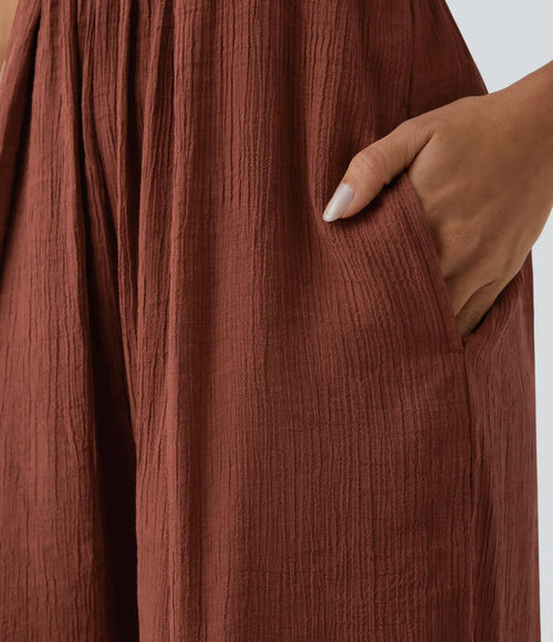 NWT Spaghetti Strap Lace Up Pocket Jumpsuit Size M, Tall