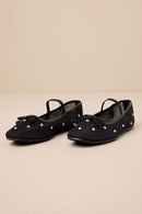 Lulus Miliah Black Mesh Rhinestone Ballet Flats - 11 NWB