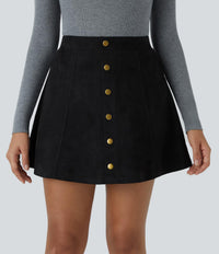 NWT Halara High Waisted 2-in-1 A Line Suede Mini Skirt Black Size Small