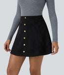 NWT Halara High Waisted 2-in-1 A Line Suede Mini Skirt Black Size Small