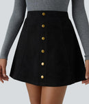 NWT Halara High Waisted 2-in-1 A Line Suede Mini Skirt Black Size Small