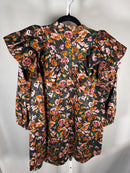NWT Something Navy Floral Ruffle Button Up Dress Black Combo Size XS
