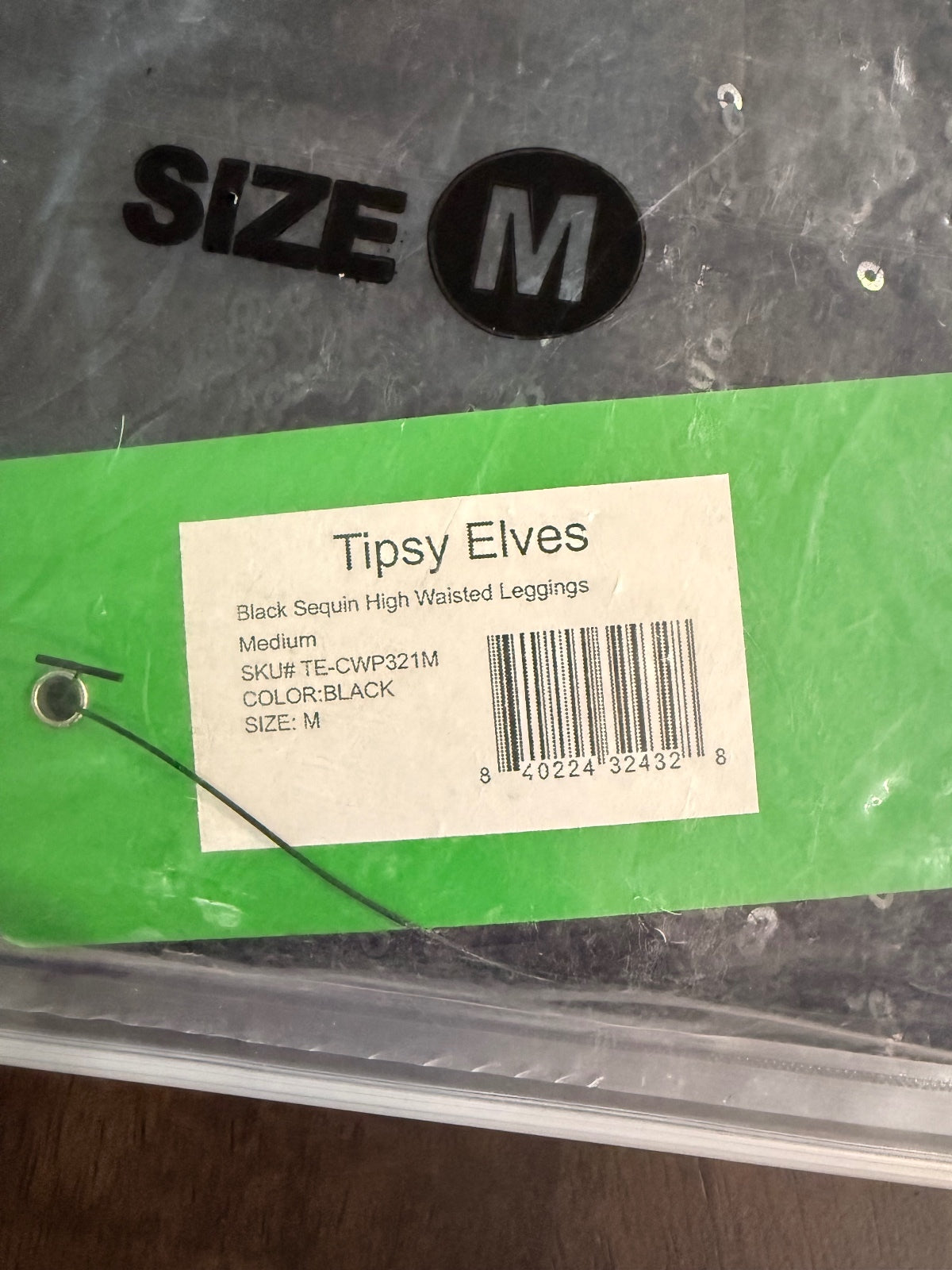 NWT Tipsy Elves Black Sequin High Waisted Leggings Size Medium