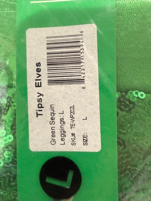 NWT Tipsy Elves Green Sequin High Waisted Leggings Size Large