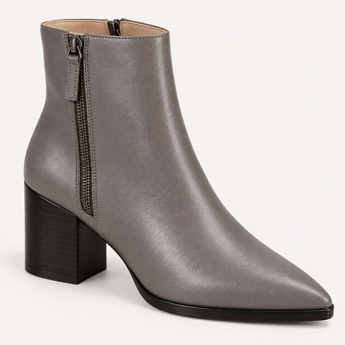 NWB Linea Paolo Viva Moss Leather Pointed Toe Block Heel Ankle Boots Size 8