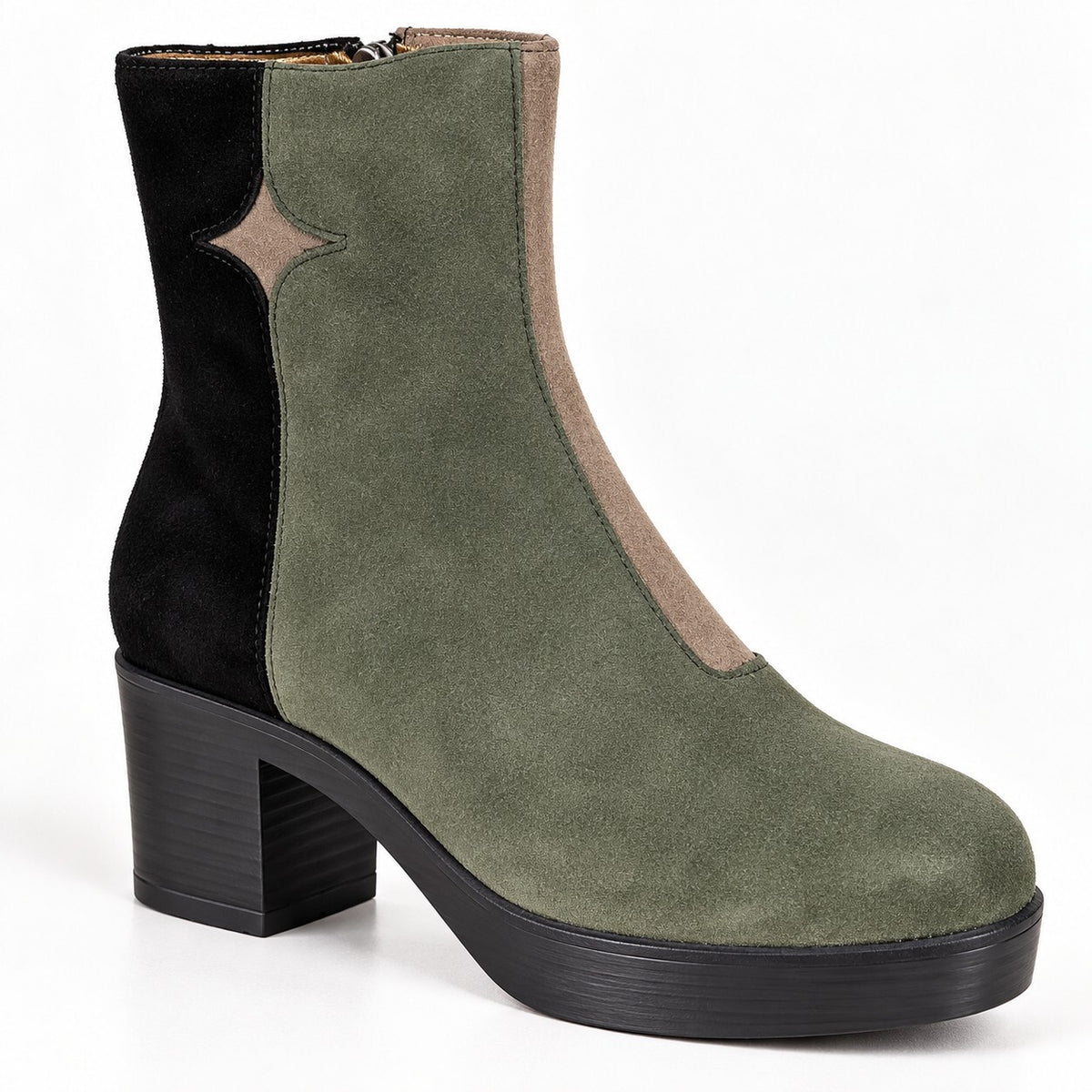 NWB Lazo Luna Ankle Boots Asteroid Brown Moldavite Green Obsidian Black Size 6.5