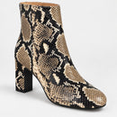 NWB Linea Paolo Wylda Natural Snake Print Leather Block Heel Ankle Boot Size 5.5