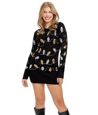 NWT Tipsy Elves Women's Christmas Light Strand Sequin Sweater Dress Size Medium