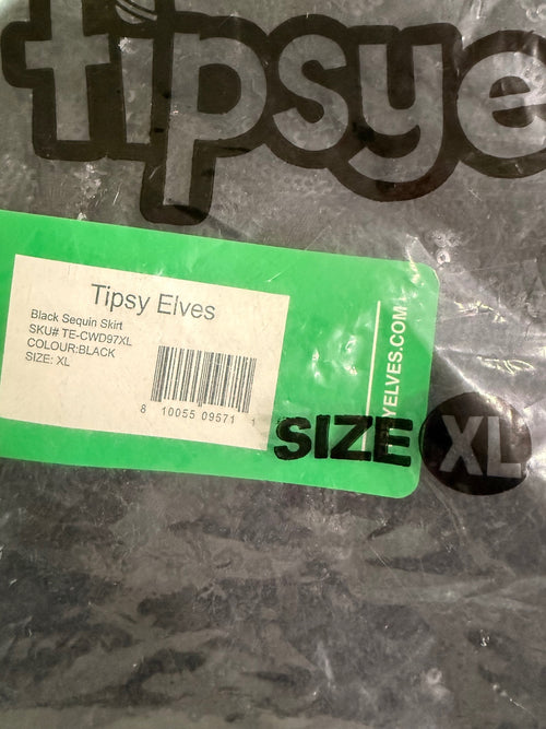 NWT Tipsy Elves Women's Black Sequin Skirt Size XL