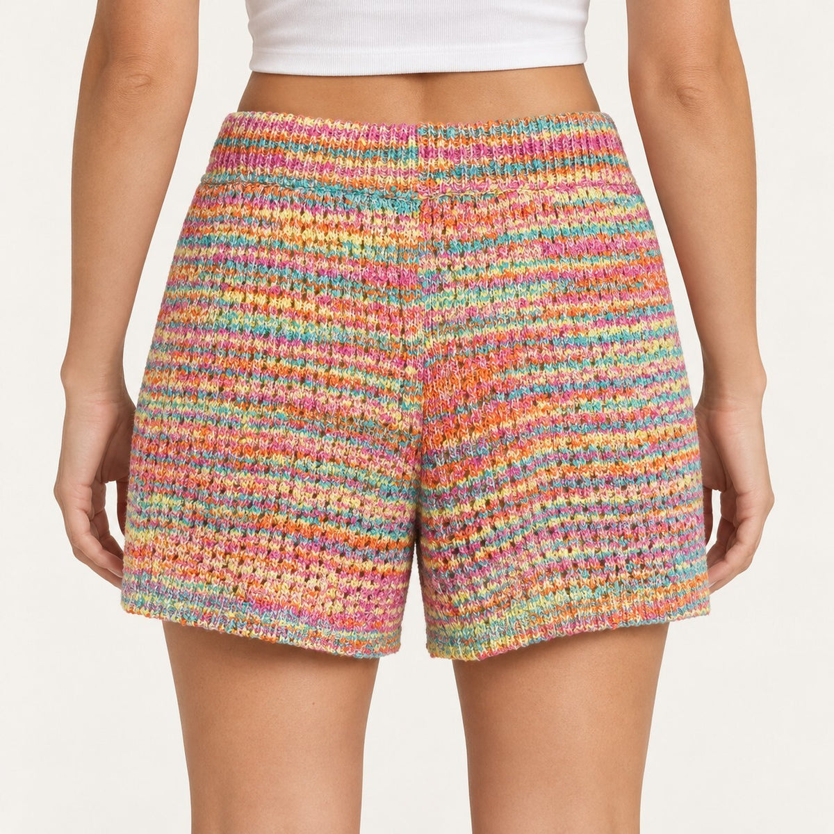 NWT Something Navy Rainbow Multicolor Knit Sweater Shorts Size XS