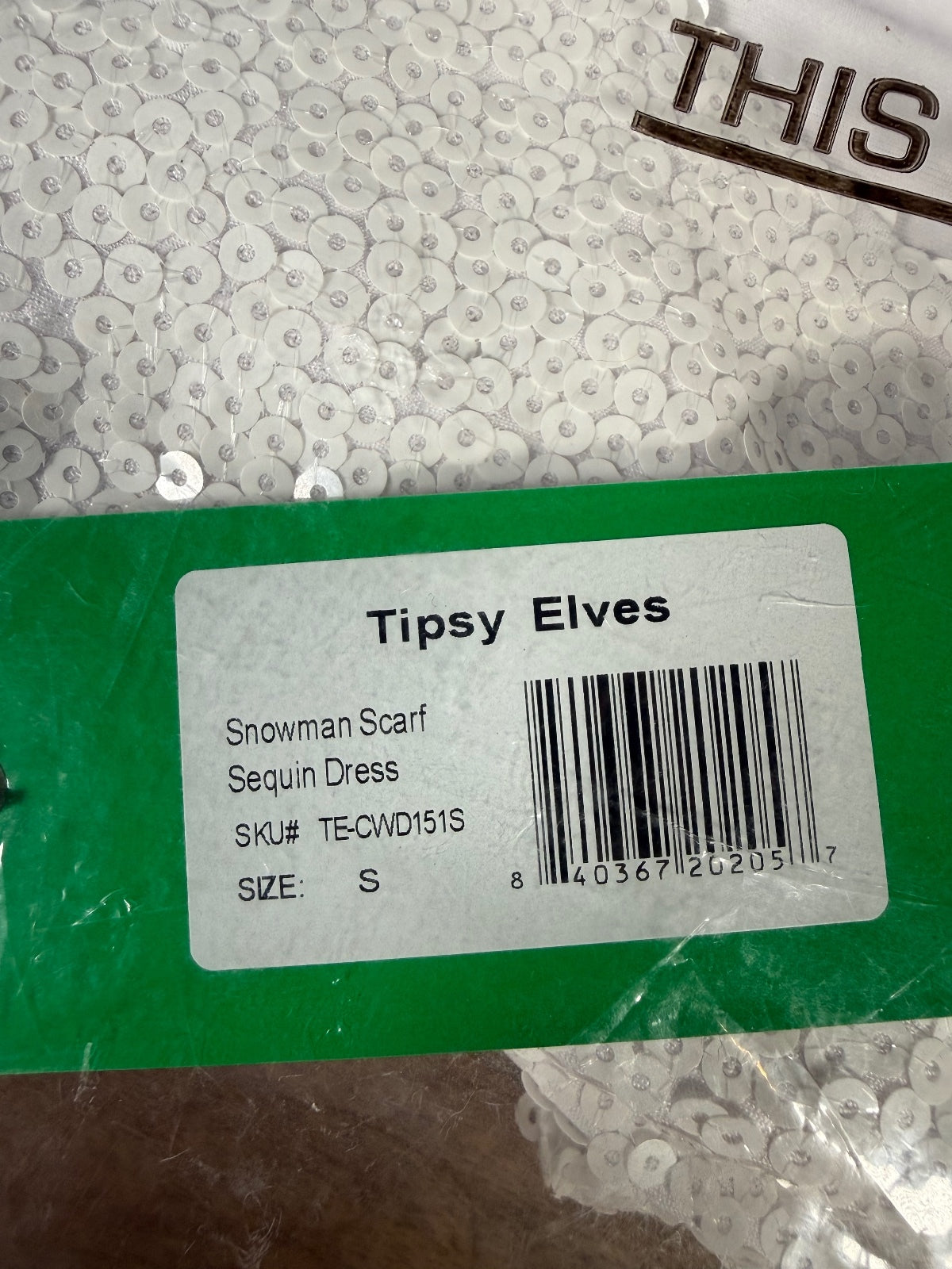 NWT Tipsy Elves Women's Snowman Scarf Sequin Dress Size Small