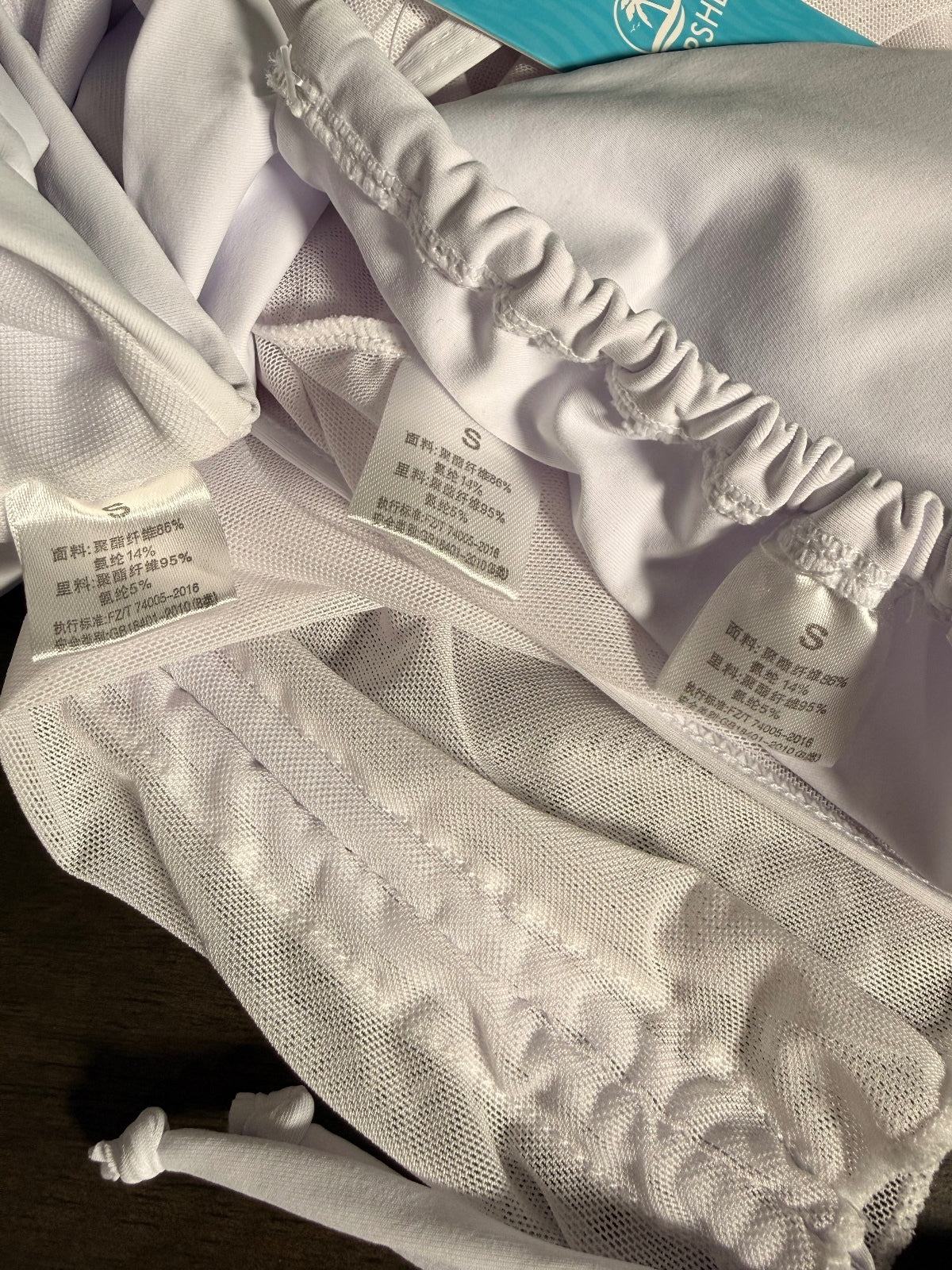 NWT Cupshe Bright White Crisscross Halter Cheeky Bikini 3Pc Mesh Cover Up Size S