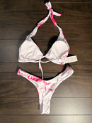 NWT CUPSHE White Hot Pink 3 Piece Bikini Reversible Cover Up Size Small