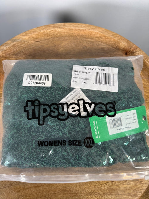 NWT Tipsy Elves Women's Green Sequin Skirt Size XXL