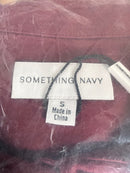 NWT Something Navy Burgundy Classic Button Up Long Sleeve Shirt Size Small
