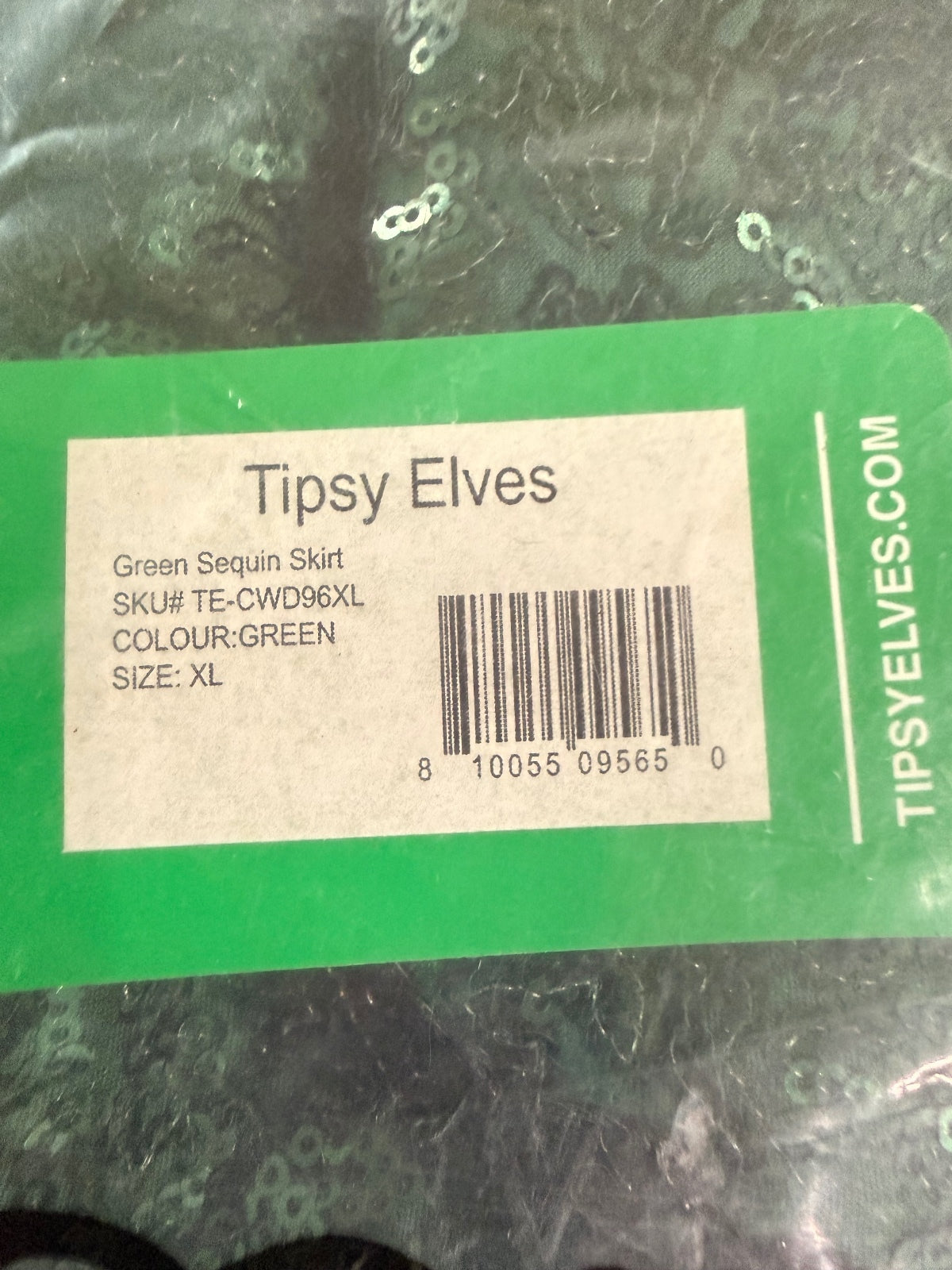 NWT Tipsy Elves Women's Green Sequin Skirt Size XL