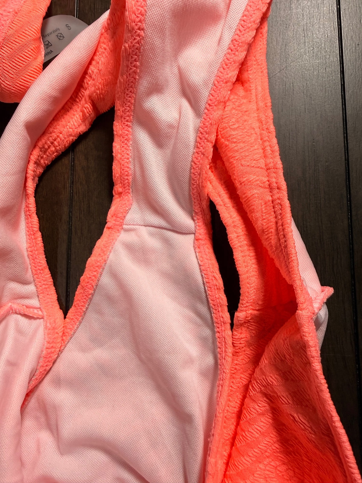 NWT CUPSHE Coral Pink Textured Two Piece Bikini Set Size Small