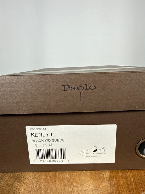 NWB Linea Paolo Kenly Black Suede Slip-On Sneakers Women's Size 6.5