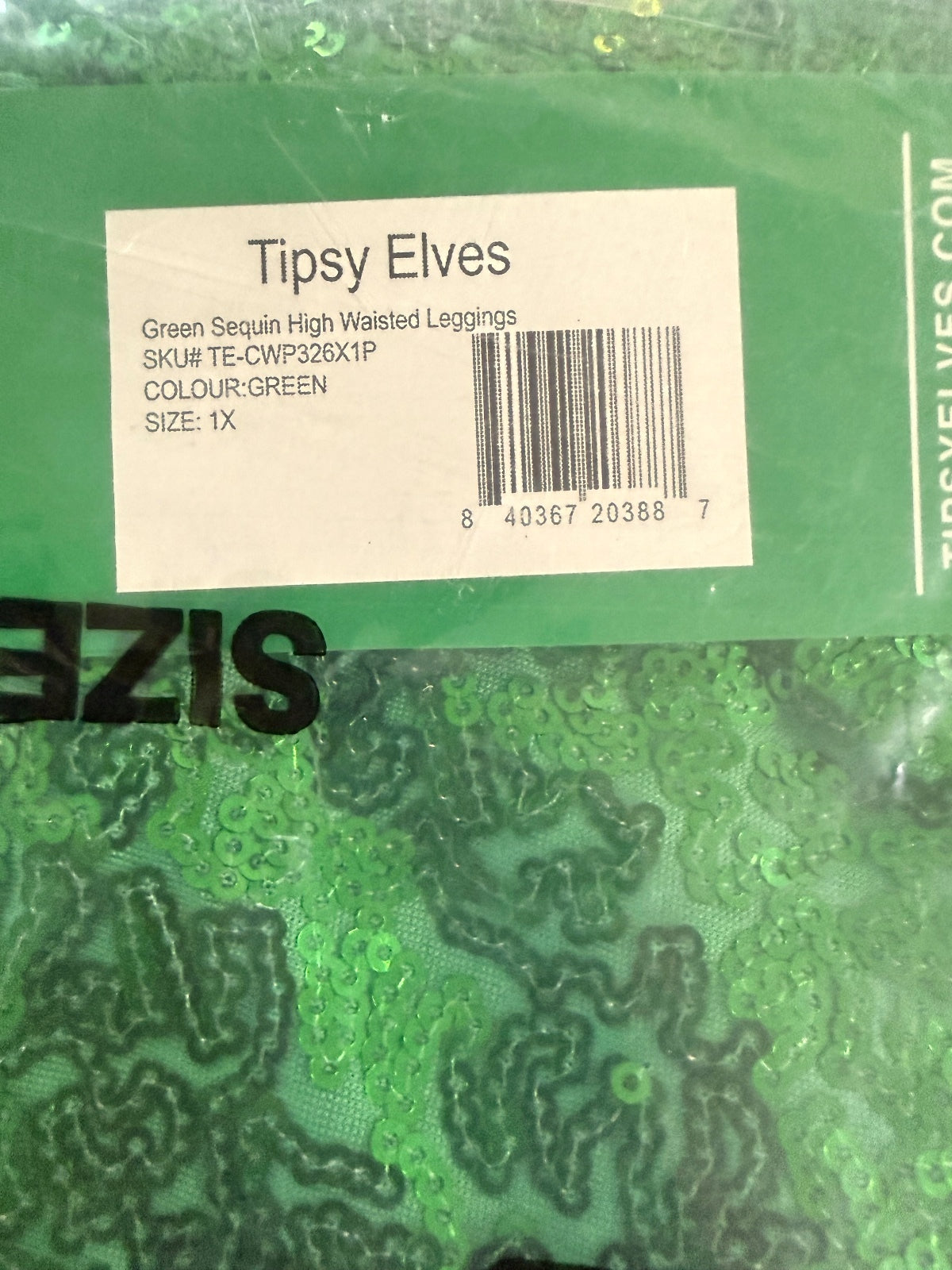 NWT Tipsy Elves Green Sequin High Waisted Leggings Size 1X