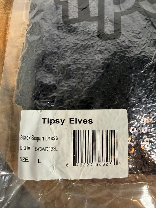 NWT Tipsy Elves Women's Black Sequin Dress Size Large