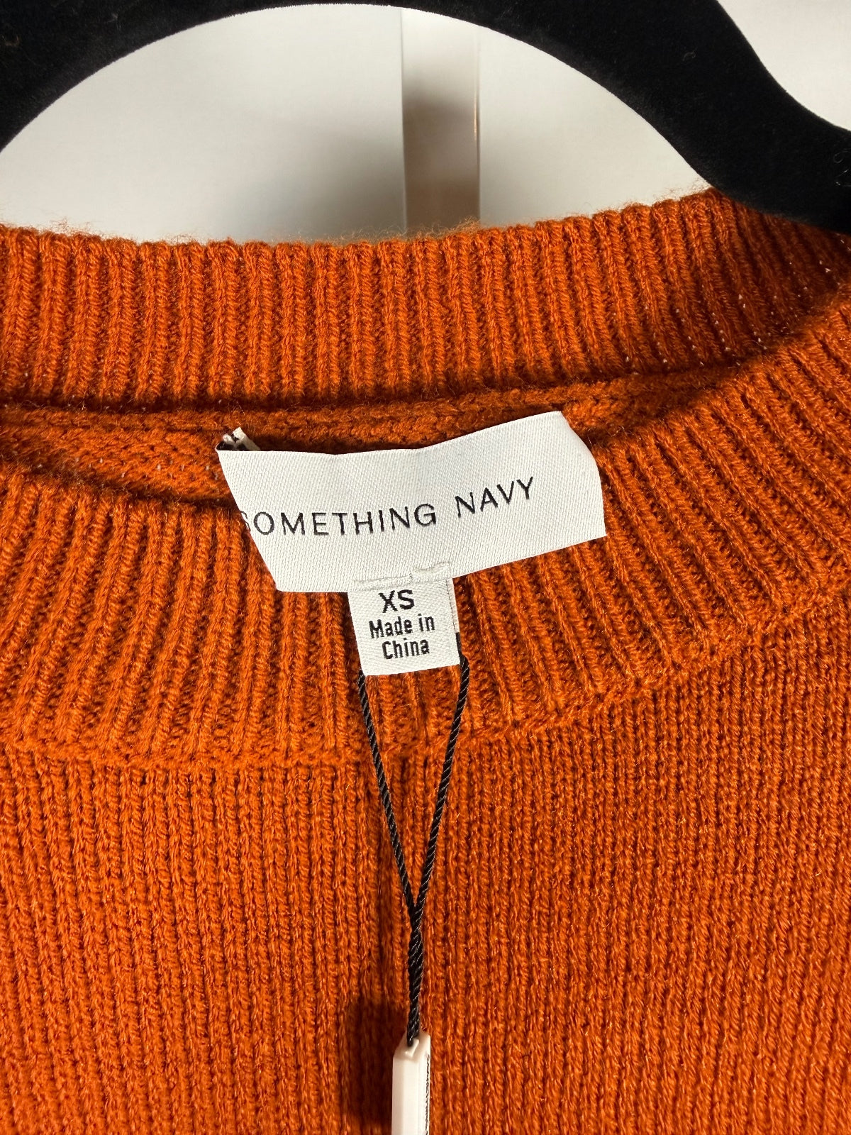 NWT Something Navy Burnt Orange Floral Embroidered Crew Neck Sweater Size XS