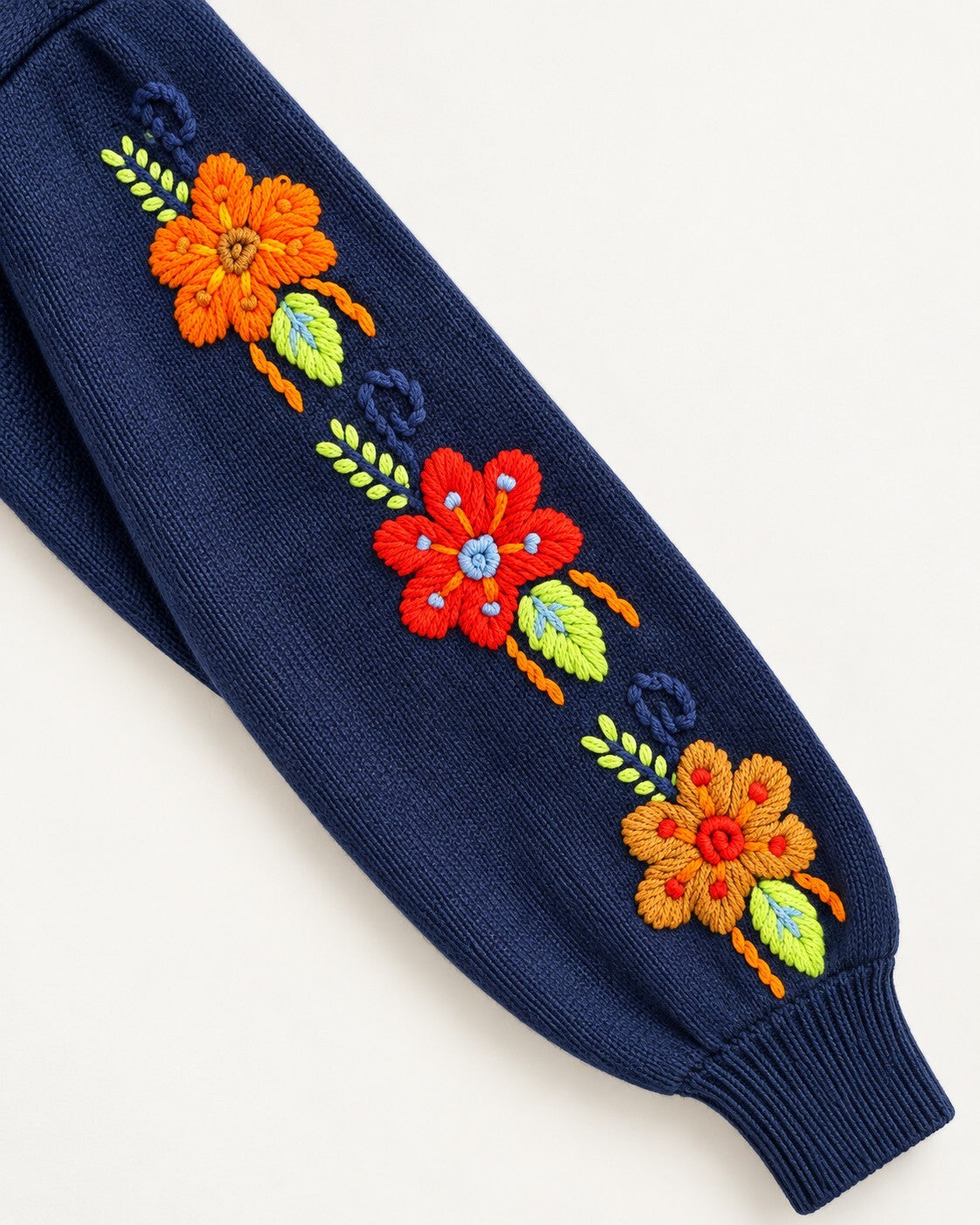 NWT Something Navy Navy Floral Embroidered Crew Neck Sweater Size XXS