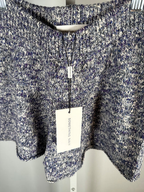 NWT Something Navy Poppy Blue Marled Knit Sweater Shorts Size XXL