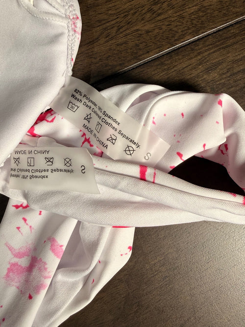 NWT CUPSHE White Hot Pink 3 Piece Bikini Reversible Cover Up Size Small