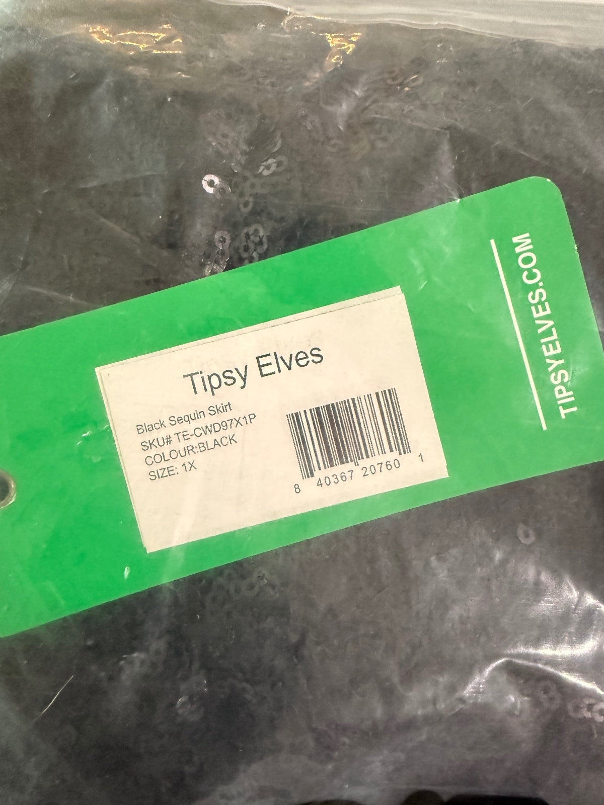 NWT Tipsy Elves Women's Black Sequin Skirt Size 1X